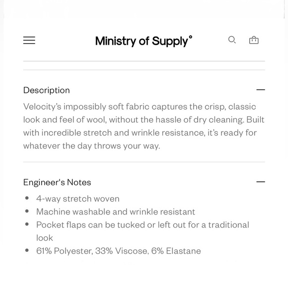 Ministry of Supply Velocity Suit Jacket - Graphite - 40 NWT wrinkle resistant - Picture 9 of 13